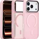 ZTOFERA Magnetic for iPhone 17 Pro Case,Compatible with MagSafe,Raised Camera Protection+AI Camera Control Button,Anit-Fingerprint Translucent Matte Back Phone Cover(Pink)