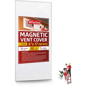 XFasten Magnetic Vent Cover, Industrial Grade Magnets for Sidewall and Floor Vents - for RV, Home HVAC, AC and Furnace Vents, 8-Inch x 17-Inch, Pack of 5