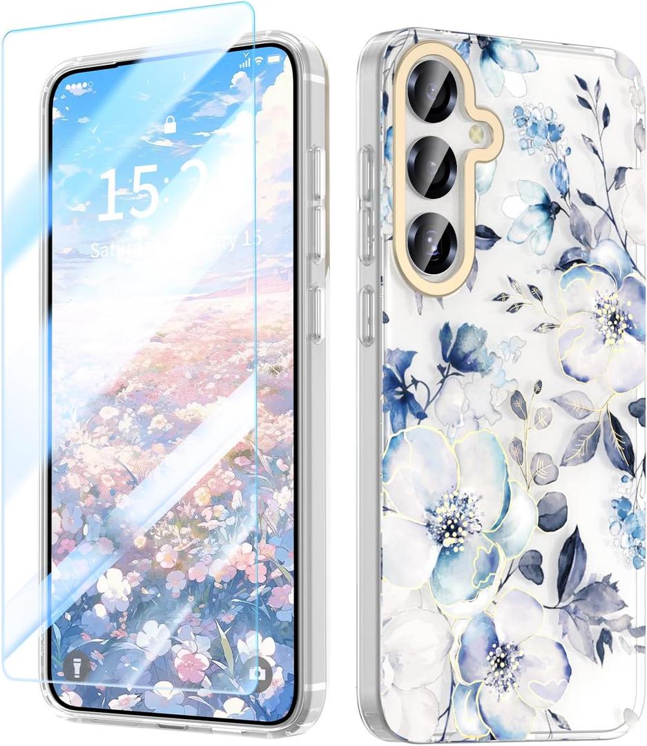 MILPROX Case for Samsung Galaxy S25 - Slim Fit Floral S-25 Cover, Elegant Feminine Flower Design, Ultra-Thin Anti-Yellowing Protective Cute Shell for Women and Girls, (Blossom)