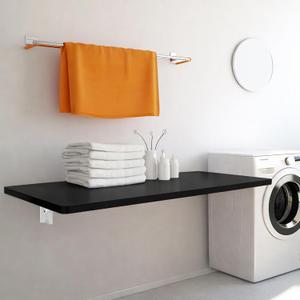 Laundry Folding Table, 32'' x 16'' Wooden Wall Mount Desk, Laundry Table for Folding Clothes, Black Color, 32'' Length