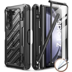 SUPCASE for Galaxy Z Fold 5 Case with S Pen Holder (Unicorn Beetle Pro), [Built-in Screen Protector & Stand] [Military-Grade Protection] Heavy Duty Protective Phone Case for Samsung Fold 5, Black