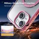 SUCGLES for iPhone 15 Plus Case with MagSafe, N56 Strong Magnet, 12FT Drop Protection, Non-Slip, Matte Translucent Magnetic Slim Case (Pink)