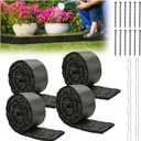 LukLoy 4Pack 120" L X 4.5" W Black Rubber Mulch for Landscaping with Fixing Stakes, Recycled Rubber Mulch Mat Roll, Permanent Weed Barrier Garden Edging Border Mat for Gardening, Plants, Flowers