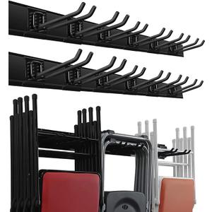 Wallmaster Garage Storage Organization Wall Mount, Garden Tool Rack Organizer Heavy Duty Folding Chair Hangers with 12 Adjustable Hooks 96inch Tracks Max Load 900lb