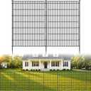 10 Panels No Dig Garden Fence Animal Barrier, 48in(H) 26.25ft(L) Decorative Metal Outdoor Dog Fence, Rustproof Pet Fencing for Yard, Patio, Flower Bed -Temporary Fencing| Easy to Install