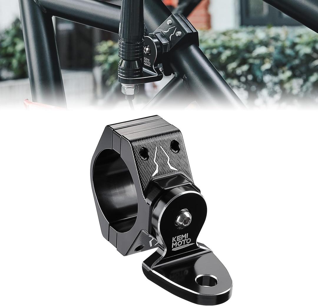 KEMIMOTO Whip Light Mount 1-Pack, Heavy Duty CNC Machined Aluminum 360 Adjustable UTV Whip Mount, Fit 1.75"-2" Roll Bar, Fit Light Flag Antenna