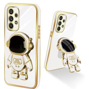 For Samsung Galaxy A53 5G Phone Case Girl Women Unique White Case, Cute 6D Astronaut Stand Shockproof Protection Silicone Soft Cover