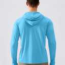 Men's Sun Protection Hoodie Shirt UPF 50+ Long Sleeve Fishing Rash Guard UV SPF Summer Lightweight Hiking Shirt for Men (Blue)