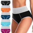 ASIMOON Womens Cotton Tummy Control Underwear High Waisted Full Coverage Panties Soft Postpartum Briefs Plus Size Multipack, Size XXL