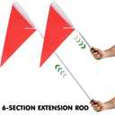 BESPORTBLE 2Pack Telescopic Handheld Flag Pole, 47" Retractable Horse Training Stick with Red Triangle Flags, Portable Sponge Grip Pointer for Tour Guides, Teachers, Camping & Team Leaders