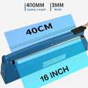 16 Inch Impulse Heat Sealer Manual Bags Sealer Sealing Machine Heating Closer for Plastic PE PP Mylar Poly Foil Bags Home Restaurant Food Storage with Extra Replace Element