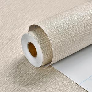Haimin Grasscloth Wallpaper Peel and Stick 20.9in X 393in Fabric Contact Paper Wall Paper Textured Wallpaper Horizontal Stripes Look Self-Adhesive Thick Vinyl Embossed (Beige)
