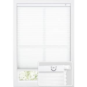 DEZ FURNISHINGS EZ Fit No Tools No Drill Cordless 1.5" Light Filtering Cellular Shade, 36" W x 64" H, White