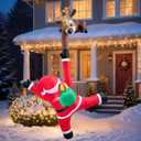 10 FT Hanging Inflatable Outdoor Decoration, Inflatable Elk and Climbing Santa Blow Up Yard Decor with Build-in LEDs, Inflatable Decorations for Outdoor Yard Garden