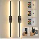 Magnetic Battery Operated Wall Sconces Set of 2, Magnetic Linear Wall Sconce,Multiple patches （Peel and Stick） Rechargeable Wireless Picture Light , Modern Sconces for Living Room Bedroom Hallway