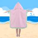 Hooded Towels for Kids, Bath Towel Swim Cover Up for Ages 3-10 Girls Boys Pool Towels Soft Thick 30"x30" Microfiber Poncho TowelPink