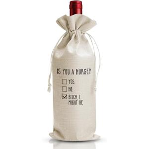3 x Nursing School Graduation Wine Bag Gift, Med School Party Appreciation Gifts Decorations, Funny Nurse Day Week Gift For Her Women Male Coworker, Linen Wine Bag, Is You A Nurse (Style 22)