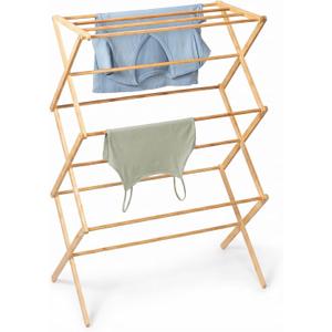 Honey-Can-Do Collapsible Bamboo Drying Rack Sturdy & Foldable Laundry Drying Rack, Space-Saving & Portable Clothes Rack for Air-Drying Clothes, Towels, Blankets & Delicates, Indoor & Outdoor Use.