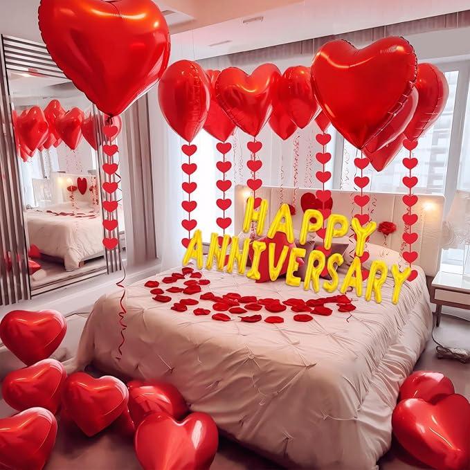 Happy Anniversary Decorations, Romantic Happy Anniversary Valentines Day Balloons Arch Kit Decorations, Happy Anniversary Banner, Feliz Aniversario Decoracion,10 Year Anniversary Decorations