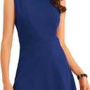 Allegra K Women's Work Dress Round Neck Solid Color Sleeveless A-Line Casual Office Dresses (Medium, Royal Blue)
