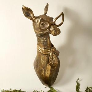 Coyoohouse 3D Head Wall Mount Samll Ornament, Animal Heads for Wall Art Hanging Sculptures, Small Metal Wall Resin Art Wall Decor Ornament Waterproof Bronzed Resin Decorations for Home(Sheep)