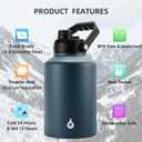 BJPKPK One Gallon(128 oz) Insulated Water Bottle, Dishwasher Safe Stainless Steel Jug, BPA Free Jug with Ergonomic Handle & Anti-slip Bottom, Large Water Bottle, Navy Blue