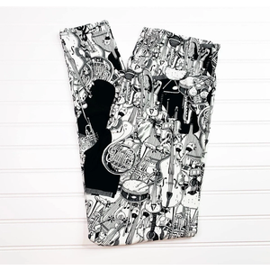 TC LuLaRoe Leggings - Black With White Musical Instruments, Pack Of 3
