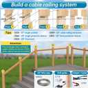 Muzata 10 Pack 1/8" Cable Railing Hardware Kit Hand Swage Threaded Stud Tensioner for 4x4 2x2 Wood Metal Post T316 Stainless Steel Deck Cable Railing System CR39