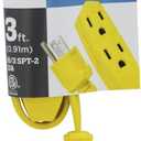 PRIME EC840603 3' 16/3 SPT-2 3-Outlet Utility Indoor Cord, Yellow