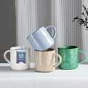 HaWare 14OZ Coffee Mugs Set of 4, Stoneware Coffee Cups with Handle, Latte Mug for Man, Woman, Dad, Mom, Modern Tea Mugs for Latte/Cappuccino/Cocoa/Milk, Dishwasher& Microwave Safe, Multicolor