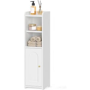Bathroom Storage Cabinet, Corner Floor Cabinet with Doors and Adjustable Shelf, Narrow Toilet Paper Cabinets, Bathroom Organizer for Small Spaces, White BC19703X
