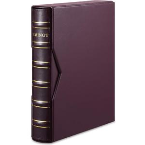 MUDOR Premium PU Classic Binder with Slipcase Storage Case, 4 Ring Binder Albums Stockbook for Stamps, Documents, Coins, Bank Notes,Without Inner Pages (Red)