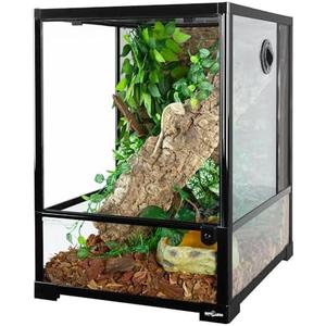 One side is Broken. Complete, not used before. REPTI ZOO 30 Gallon Reptile Glass Terrarium, 18" x 18" x 24" Rainforest Habitat Tank with Front Opening Door, Knock-Down Vertical Reptile Terrarium with Top Screen & Side Mesh Ventilation
