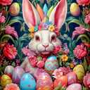 Semneroy 5D Easter Diamond Art Kits for Adults Beginners, Round Full Drill DIY Diamond Art for Easter Rabbit, Colors Egg Anime Gem Art Paint Crafts Home Decor 12x 16 Inch