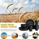 PYRMONT Dinnerware Set Wheat Straw Bowls and Plates Set Unbreakable Kitchen Dishes Service for 4 Microwave & Dishwasher Safe Plastic Dish Set for Camping,RV,Picnic-Black