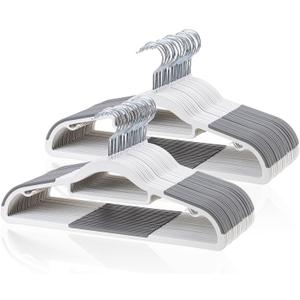 50-Pack Coat Hanger, Space Saving Plastic Clothes Hanger, White