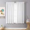 Chyhomenyc White Curtains 45 Inch Length 2 Panels, Faux Linen Textured Semi Sheer Light Filtering Soft Airy Rod Pocket Window Treatment Drapes for Living Room Bedroom, 30Wx45L Inch, 2 PCS