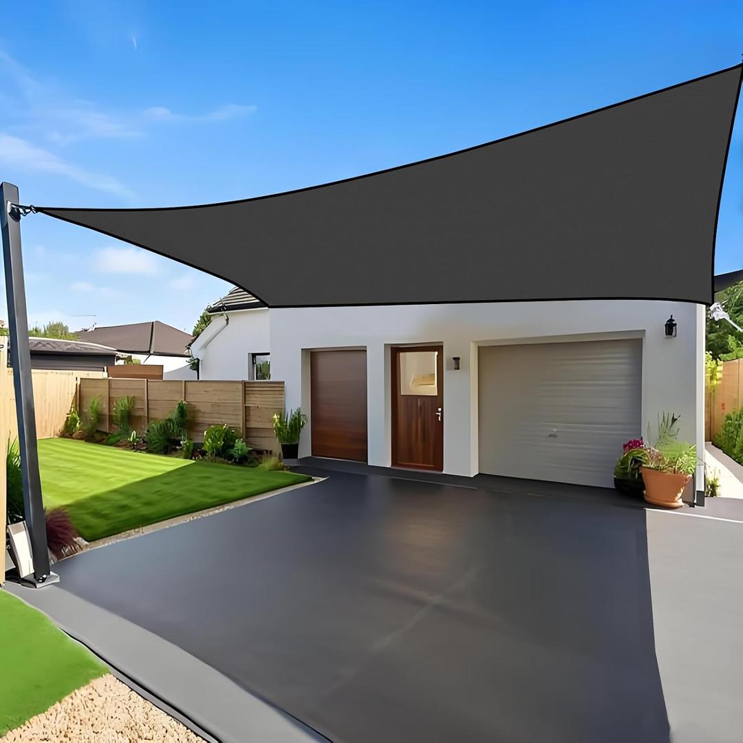 12'X16' Rectangle Sun Shade Sail Sun Shades Outdoor Patio | Cool Grey, 180GSM, UV Block, Tear & Fade, Breathable, SunShades for Patio, Garden, Yard, Deck