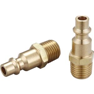 Air Hose Fittings And Air Coupler Plug, Air Compressor Quick-Connect MNPT Male Plug Kit (Industrial Type D, 1/4-Inch NPT Male Thread, Solid Brass, 2 Piece) Air Hose Fittings And Air Coupler Plug, Air Compressor Quick-Connect MNPT Male Plug Kit (Industrial Type D, 1/4-Inch NPT Male Thread, Solid Brass, 2 Piece)