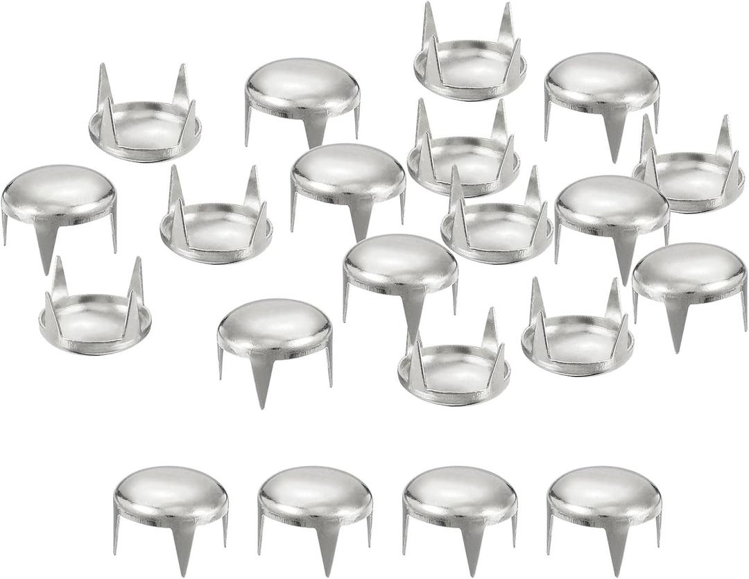 uxcell 200Pcs 10mm Silver Round Dome Studs Metal Claw Beads Nailhead Rivets Spike Studs Spots Punk Rock DIY for Leather Craft Clothes Belt Bag Shoes Bracelet Accessories