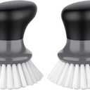 MR.SIGA Dish Scrub Brush, Palm Brush Dish Scrubber with Ergonomic Grip, Kitchen Brushes for Dishes, Gray, Pack of 2