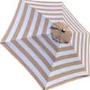 BELLRINO Replacement 9 ft 6 ribs MEDIUM COFFEE/WHITE STRIPE STRONG & THICK Umbrella Canopy (Canopy Only)