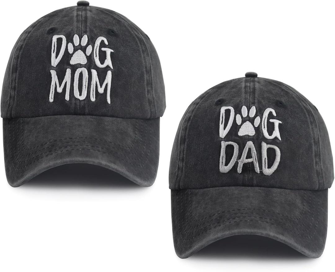 Dog Mom and Dad Gifts, Lover Hats for Daddy Mama Husband Wife, Mothers Fathers Day Birthday Gifts from Daughter Son, Adjustable Cotton Matching Couple Baseball Cap Black (Gray)