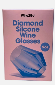 Wine2Go Diamond Silicone Wine Glasses 9oz