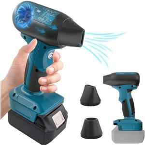 Jet Fan Mini Blower Compatible with Makita 18v Battery,130000 RPM Cordless Air Duster with 4-Speed Control for Car Dust Cleaning,BBQ Leaf Cleaning, Sofa's Pet Hair CleaningBattery not Included