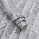 Timeet Grey Brick Peel and Stick Wallpaper Brick Contact Paper 17.7" x 78.7" Removable Wallpaper Self-Adhesive 3D Brick Wallpaper Grey Brick Wallpaper for Room Decoration Vinyl Film Roll (Gray 2)