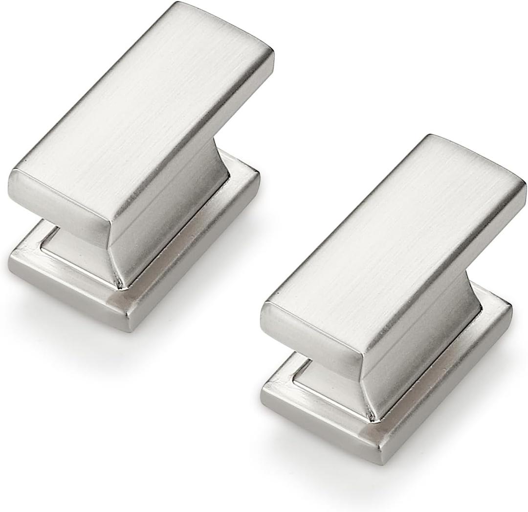Probrico 10 Pack Brushed Nickel Cabinet Knobs and Pulls, 1.5 Inch (38mm) Rectangle Single Hole Drawer Handles for Kitchen, Bathroom, Dresser Cabinets