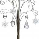HOHIYA Ornament Display Stand 360 Rotating Christmas Tree Display with 15 Metal Hooks Tabletop Ornament Hanger for Crystal Glass Baubles Elegant Chrome Silver Eater Decor