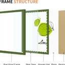12x16 Picture Frame with Real Glass, Colorful Solid Wood Photo Frames with Wavy Mat for Wall Hanging, Green, 1 Pack