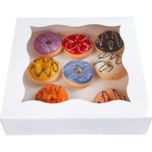 CHERRY 12"x12"x3"White Bakery Boxes with PVC Window for Pie and Cookies Boxes Large Natural Kraft Paper Box, Pack of 12